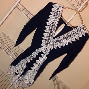 Blue and White Romper